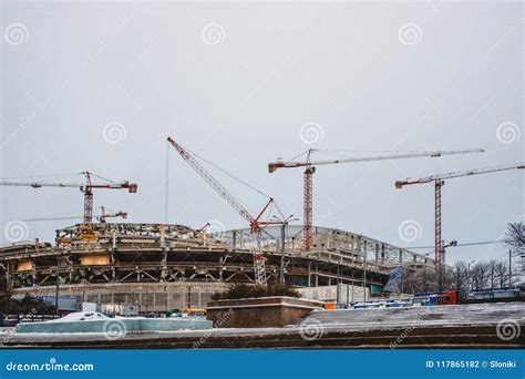 Construction of a Football Stadium Stock Photo - Image of large, construction: 117865182