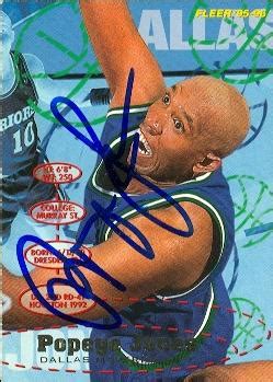 Popeye Jones autographed Basketball Card (Dallas Mavericks) 1995 Fleer #35