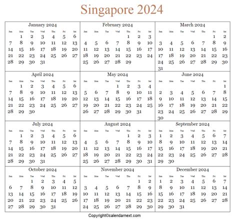 Printable Singapore Calendar 2024 - Brenna Harriette