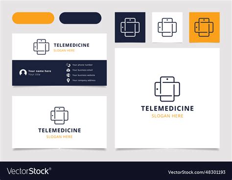 Telemedicine logo design with editable slogan Vector Image