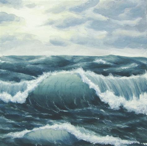 Ocean Art, Original Choppy Seas Painting, Stormy Ocean Painting ...