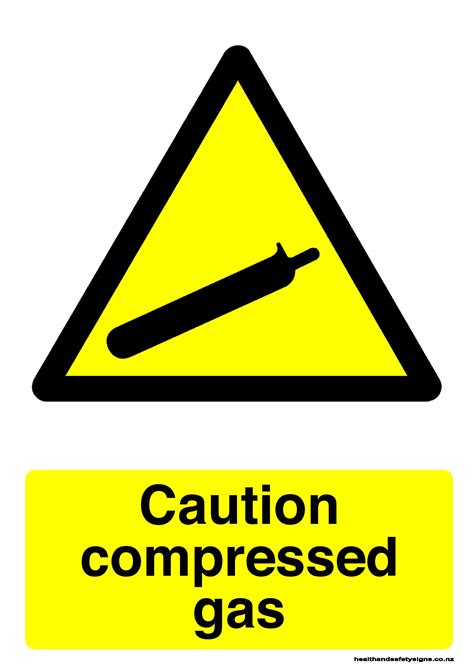 Caution compressed gas warning sign - Health and Safety Signs