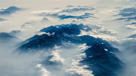 alps, mountains, view from above, clouds 4k view from above, Mountains, Alps