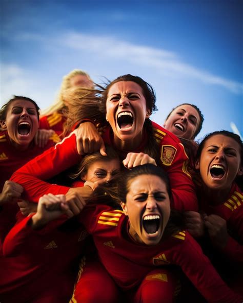 Premium AI Image | The Spanish women's team is celebrating with a ...