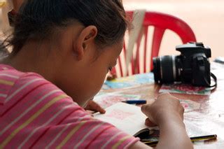 Cambodian girl drawing a flower | Karl Kristian asked if the… | Flickr