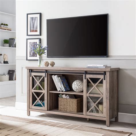 Modern Farmhouse TV Stand for TVs up to 58", Media Console Table with ...