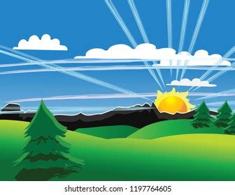 Sunrise Cartoon Background: vector de stock (libre de regalías) 1197764605 | Shutterstock