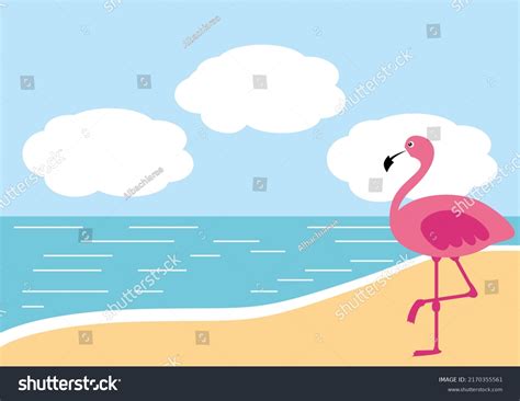 Pink Flamingo On Beach Wallpaper Illustration Stock Illustration ...