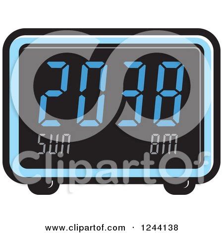 Clipart of a Blue Digital Alarm Clock - Royalty Free Vector ...