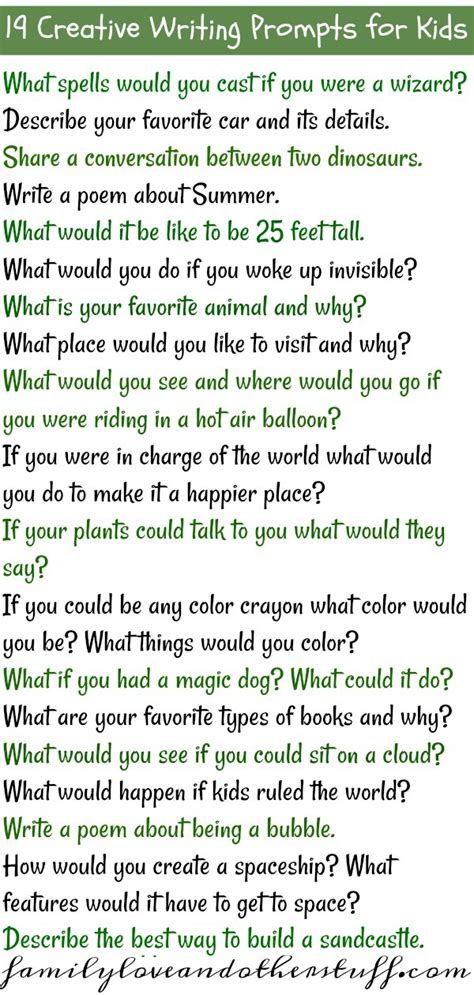 19 Creative Writing Prompts for Kids