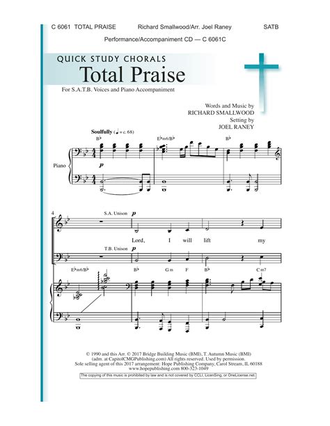 Joel Raney "Total Praise" Sheet Music & Chords | Download 8-Page ...