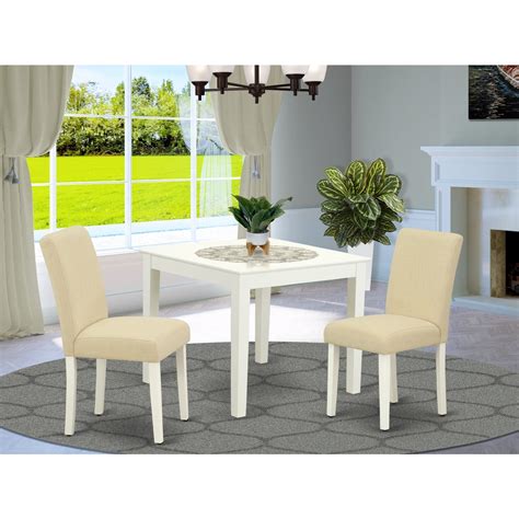 HomeStock Classic Charm 3Pc Square 36 Inch Kitchen Table And A Pair Of Parson Chair With Linen ...