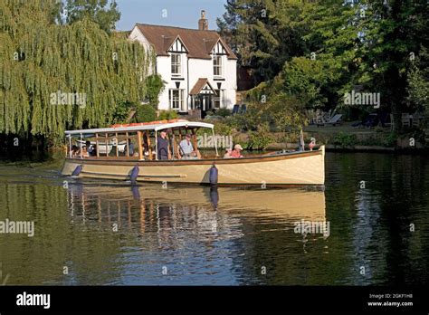 Passengers enjoying cruise on pleasure boat on River Avon Stratford UK Stock Photo - Alamy