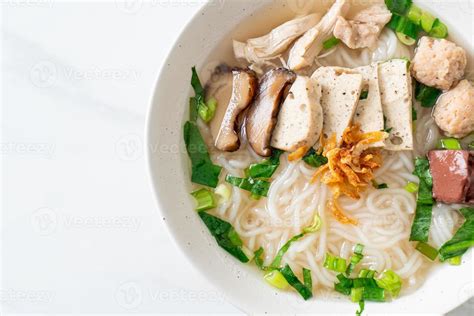 Vietnamese Rice Noodles Soup with Vietnamese Sausage served vegetables ...