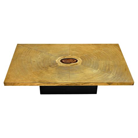 Etched Bronze and Agate Oval Coffee Table by Fernand Dresse at 1stDibs