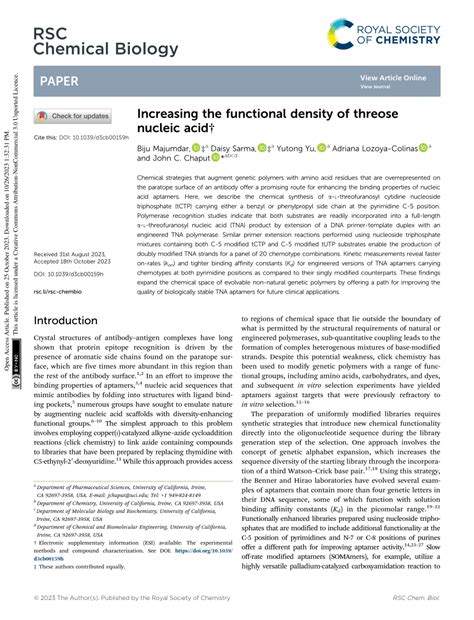 (PDF) Increasing the functional density of threose nucleic acid