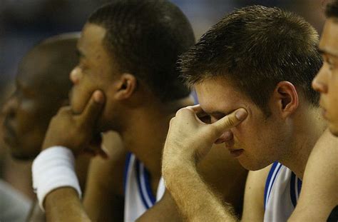 Shelden Williams and Shavlik Randolph of the Duke Blue Devils react... | Shelden williams ...