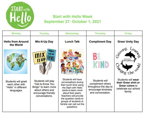 Start With Hello Week | C.B. Greer Elementary School