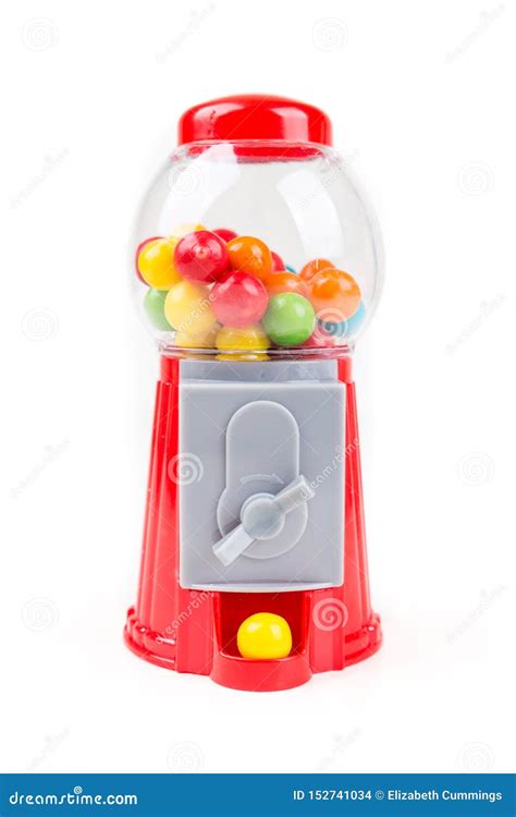 Red Plastic Bubble Gum Coin Vending Machine Stock Photo - Image of ...