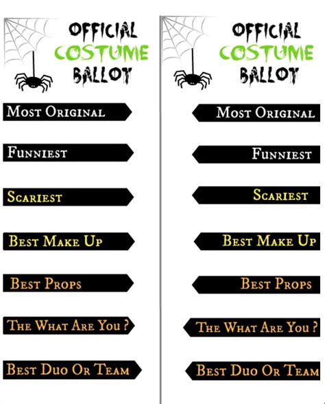 Halloween Costume Party Ballot » Sunny Sweet Days