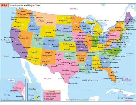 US Map | Us map with cities, States and capitals, United states map