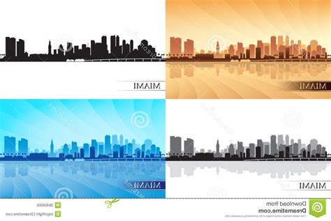 Miami Skyline Silhouette Vector at Vectorified.com | Collection of ...