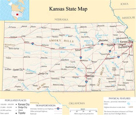 ♥ Kansas State Map - A large detailed map of Kansas State USA