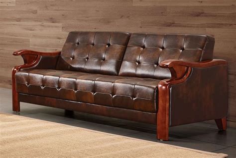 Antique Wood Frame Leather Sofa Set | Furniture Provider | Yuanrich