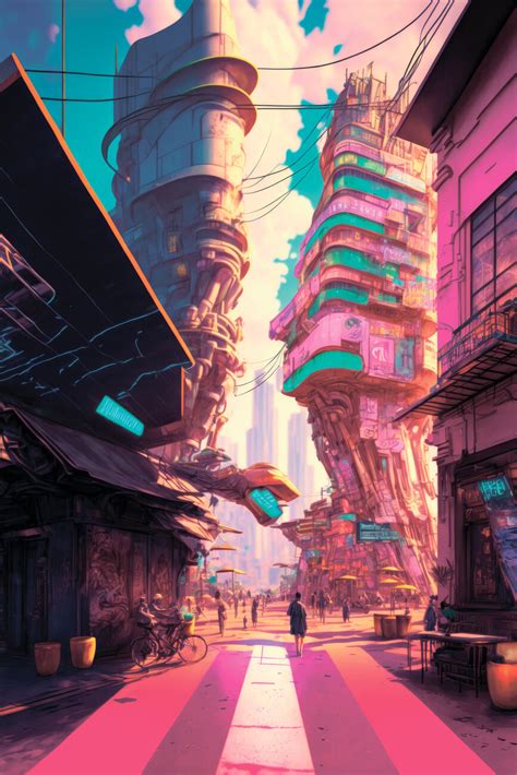 Wall Art Print | Dawn on cyberpunk street | Europosters