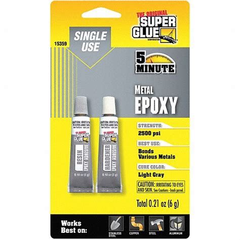 SUPER GLUE, Metal Epoxy, 0.21 fl oz, Epoxy Adhesive - 6KWE1|15359-12 - Grainger