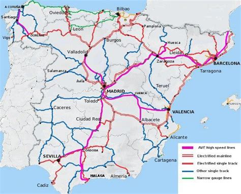 railway map of spain and portugal - Google Search | Map of spain ...