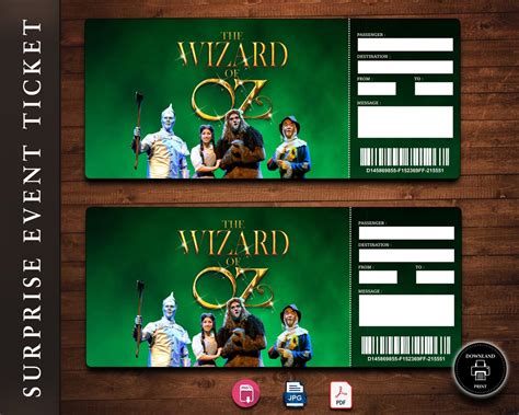 Wizard of OZ Broadway Surprise Ticket, Musical Collectible Theater ...