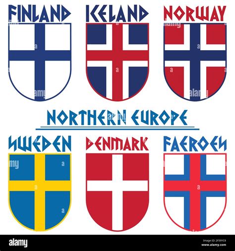 Banderas de los países nórdicos, Escandinavia. Noruega, Islandia ...