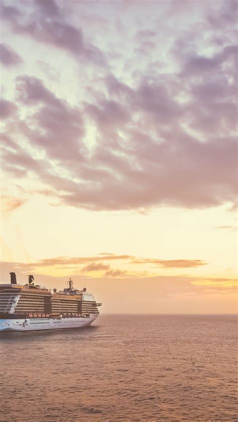 Cruise Ship during a sunset HD Wallpaper