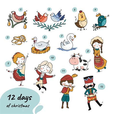 Premium Vector | Hand drawn 12 days of christmas illustration