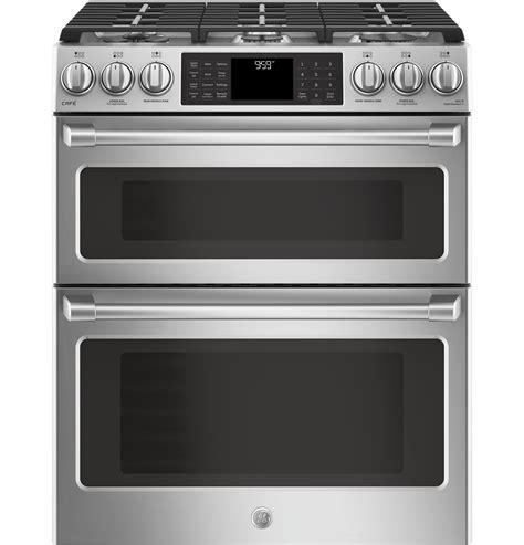 GE Cafe Series CGS995SELSS 30" Slide-In Gas Double Oven with Convection ...