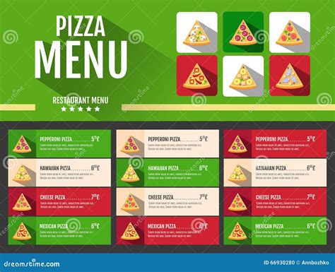 Flat Style Fast Food Pizza Menu Design Stock Vector - Illustration of pizza, long: 66930280