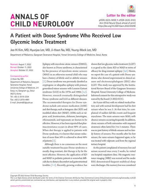 (PDF) A Patient with Doose Syndrome Who Received Low Glycemic Index ...