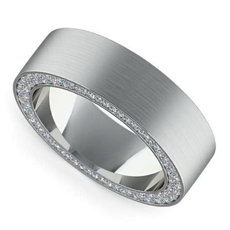 Hidden Diamond Men's Wedding Ring in Platinum (7mm)