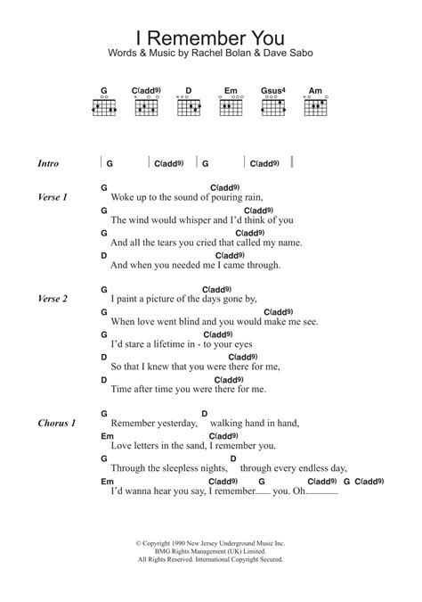 I Remember You by Skid Row - Guitar Chords/Lyrics - Guitar Instructor