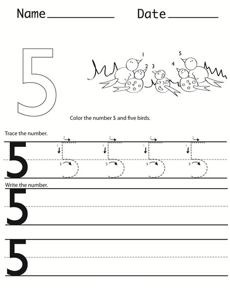 Number 5 Worksheets for Children | Activity Shelter