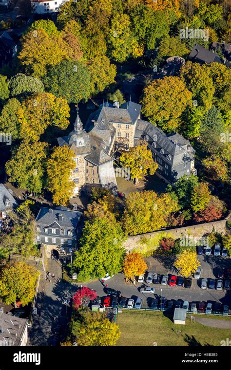 Aerial view, Upper Castle, Castle Siegen, Siegerland Museum,historical ...