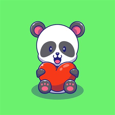 Premium Vector | Cute panda holding love heart illustration. panda mascot cartoon characters ...