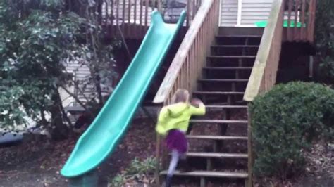 Installed A Fun Plastic Slide Off Our Back Deck: 14 ft Plastic Rocket ...