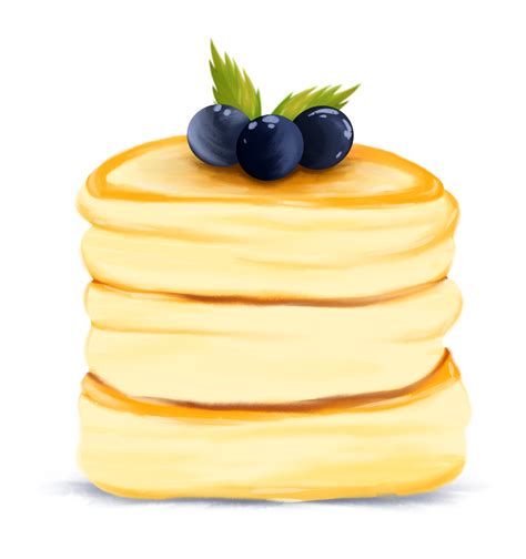 Illustration of light fluffy pancake pancakes with blueberries and mint ...