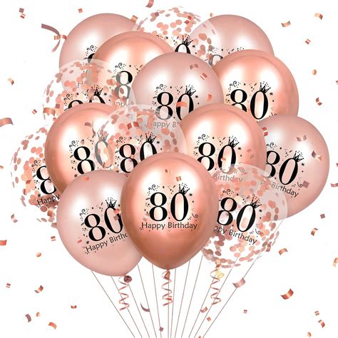 Amazon.com: 80th Birthday Balloons 18 Pcs Rose Gold Happy 80th Birthday ...