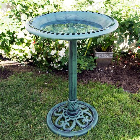 Alpine Corporation 15" x 25" Plastic Scrollwork Bird Bath, Green - Walmart.com