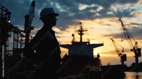 marine engineer with ship designs and marine engineering projects Stock Photo | Adobe Stock