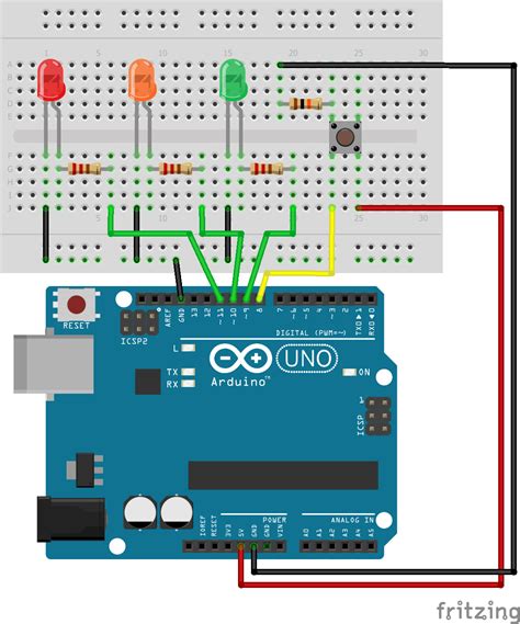 Control 3 LEDs with Arduino and one pushbutton • AranaCorp