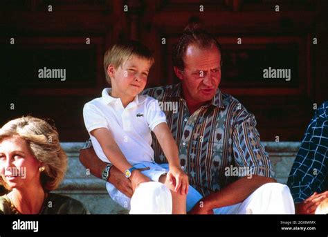 The King of Spain, Juan Carlos, puts his arm around Prince William who ...